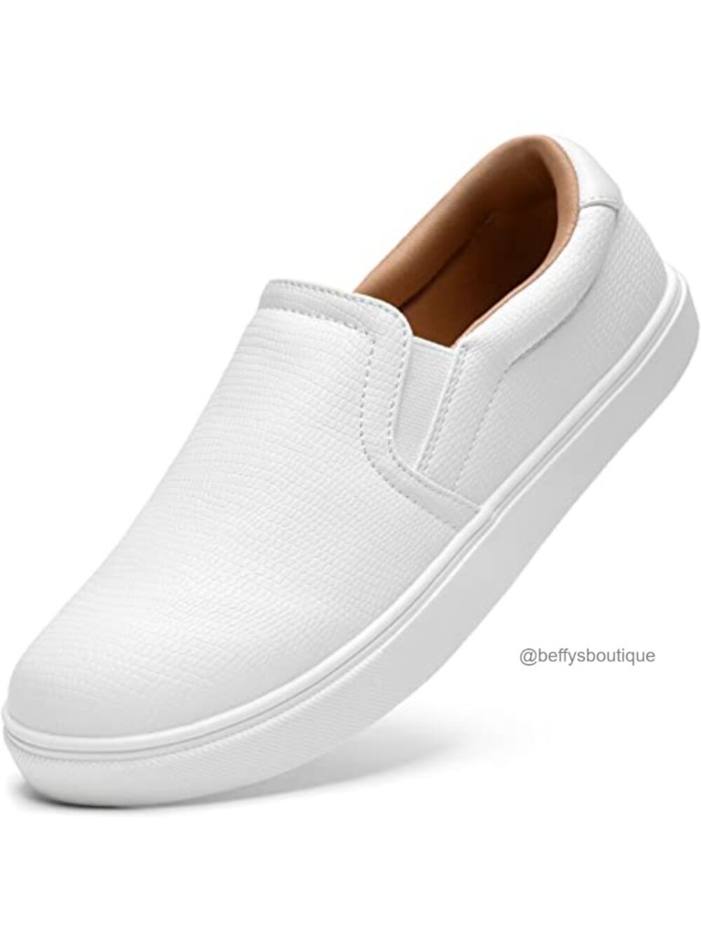 Vegan Faux Leather Slip On Loafers Memory Foam Comfort Lightweight
